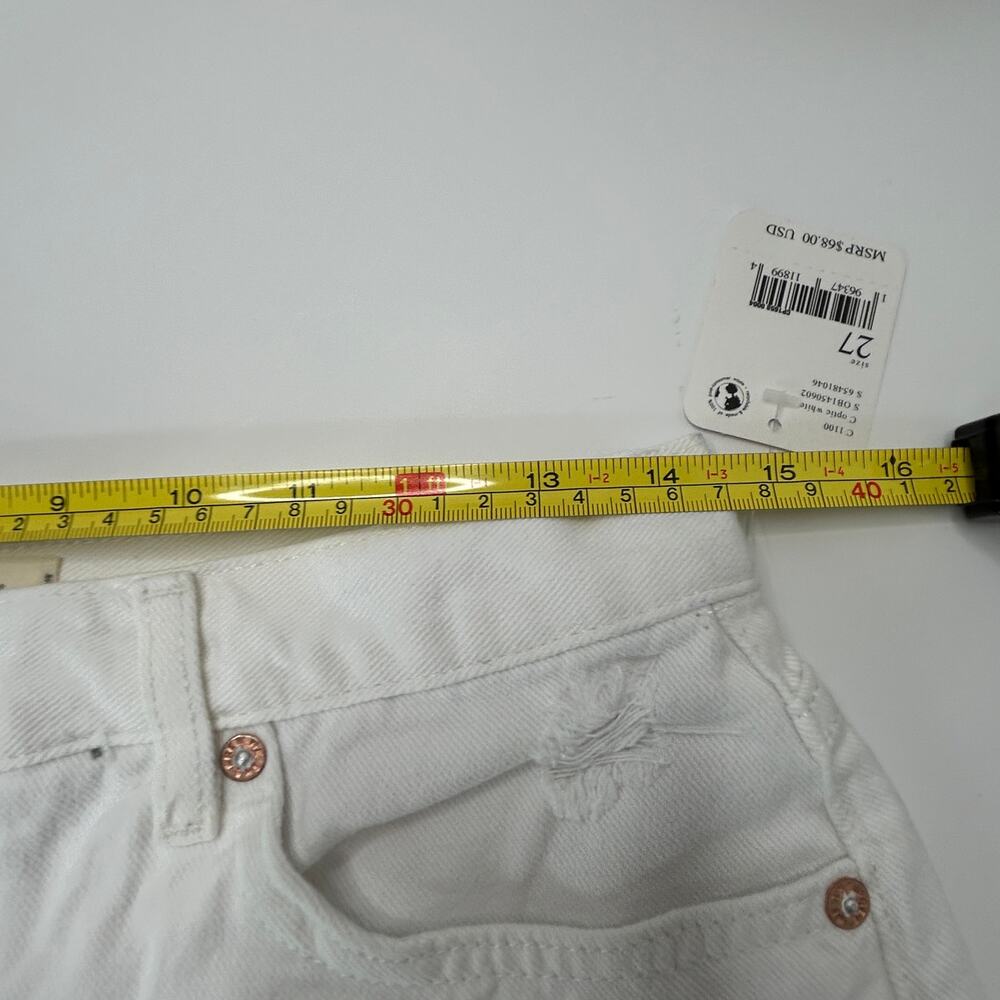 Free People Maggie Mid Rise Distressed Jean Shorts Optic White Women 27 NWT - Picture 7 of 9
